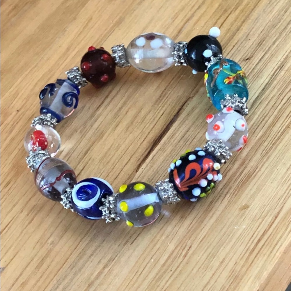 Multi color glass beads bracelet